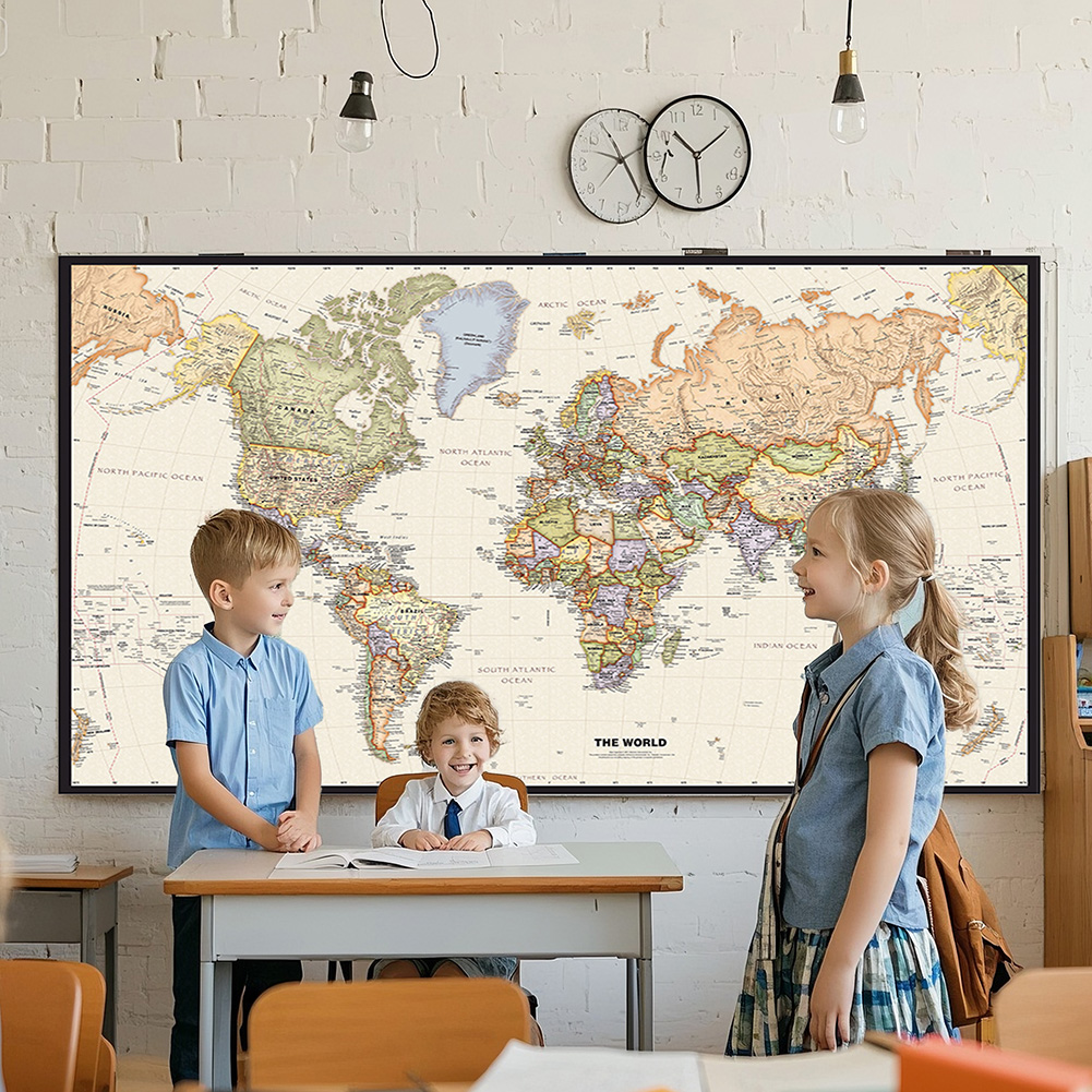 Photography Mapped - 150x225cm Retro mapa świata fotografia tło