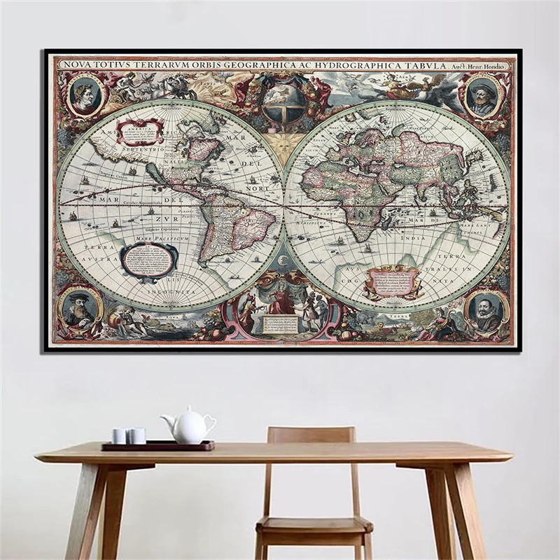Photography Mapped - Retro Mapa Świata Morska Mapa Oceanu